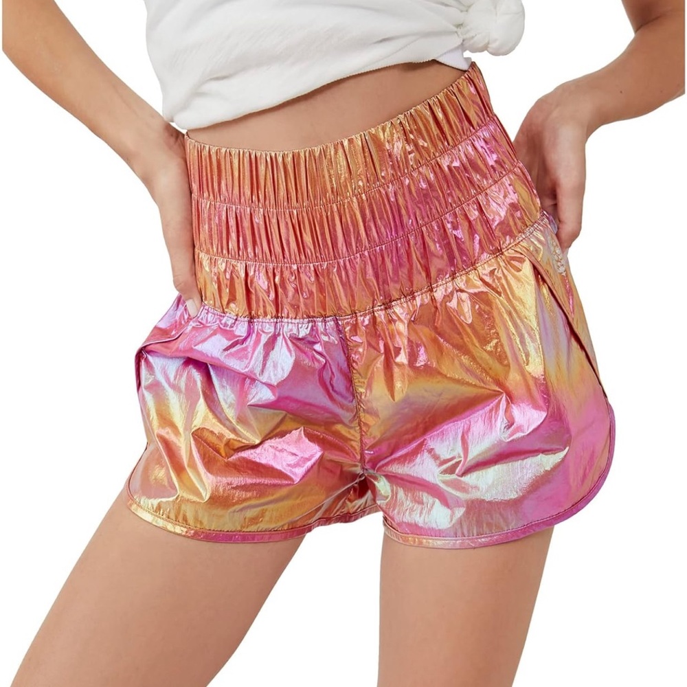 Free People Iridescent Shorts Size Large NWT Elastic Waistband Lined